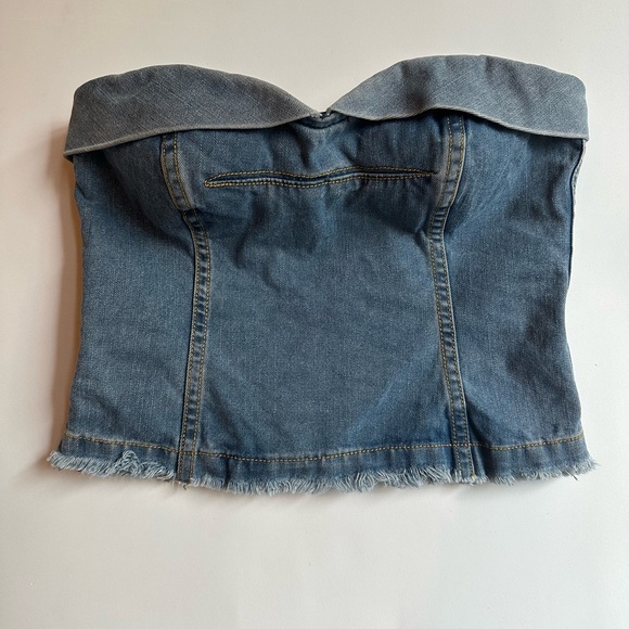 MARC JACOBS VINTAGE Y2K Sz 2 Denim Bustier Corset Top Cotton Lace Up Back RARE - Picture 2 of 9
